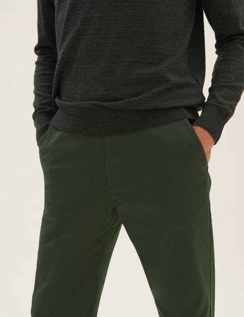 Yeşil Regular Fit Chino Pantolon