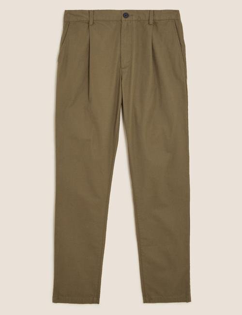 Kahverengi Saf Pamuklu Regular Fit Chino Pantolon