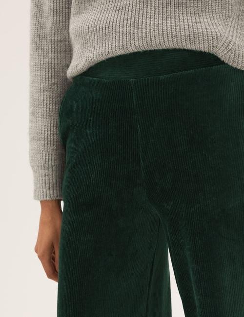 Yeşil Wide Leg Kadife Pantolon
