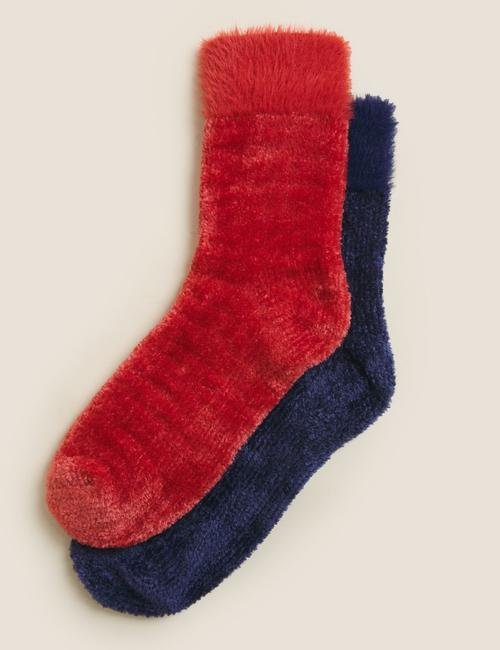 Kırmızı 2'li Kadife Çorap Seti