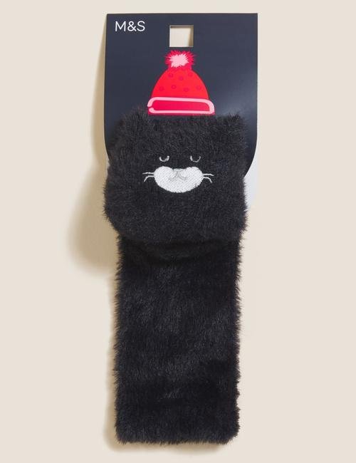 Siyah Kedi Desenli Cosy Çorap