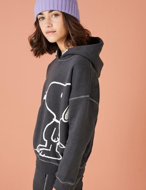 Gri Snoopy™ Kapüşonlu Sweatshirt (6-16 Yaş)