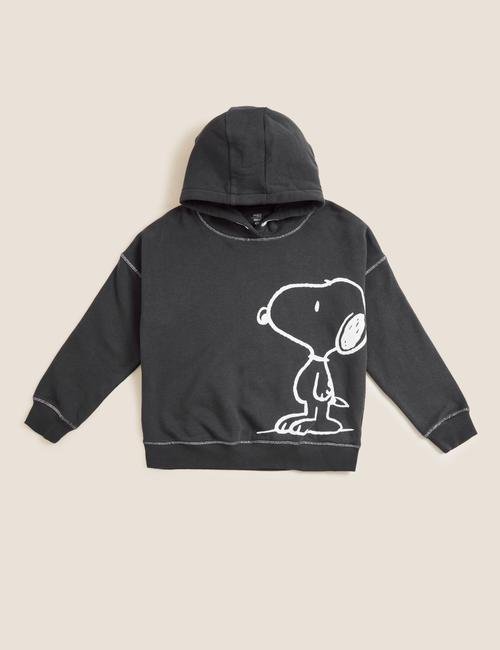 Gri Snoopy™ Kapüşonlu Sweatshirt (6-16 Yaş)
