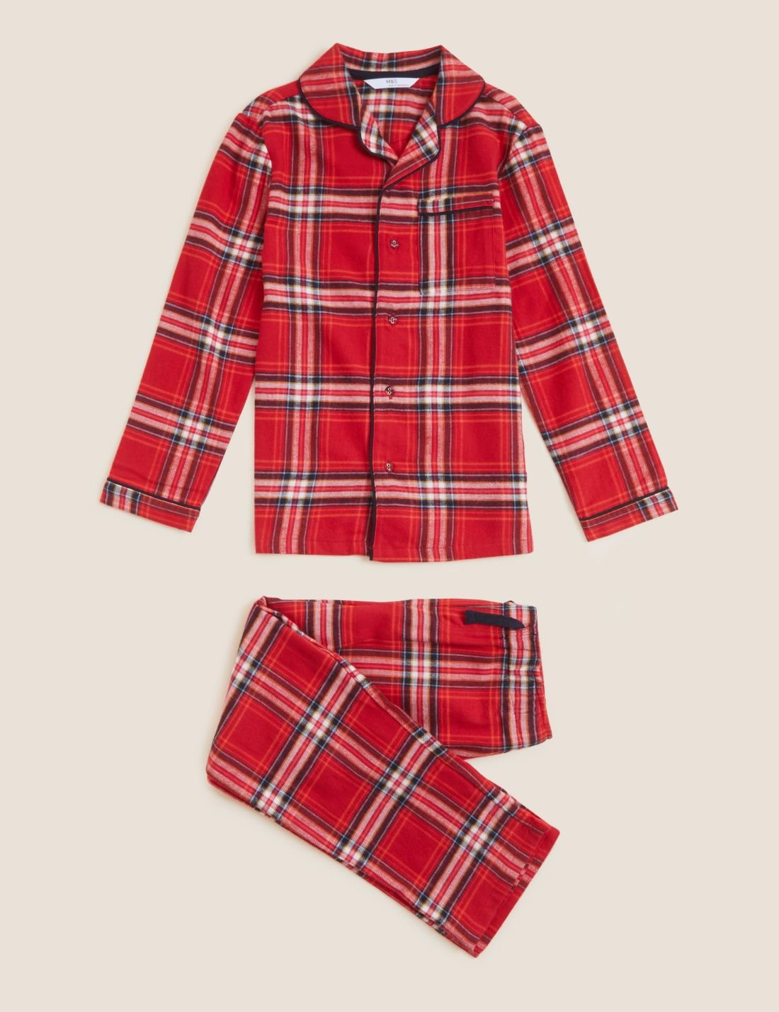 Saf Pamuklu Ekose Desenli Pijama Takımı (1-16 Yaş)