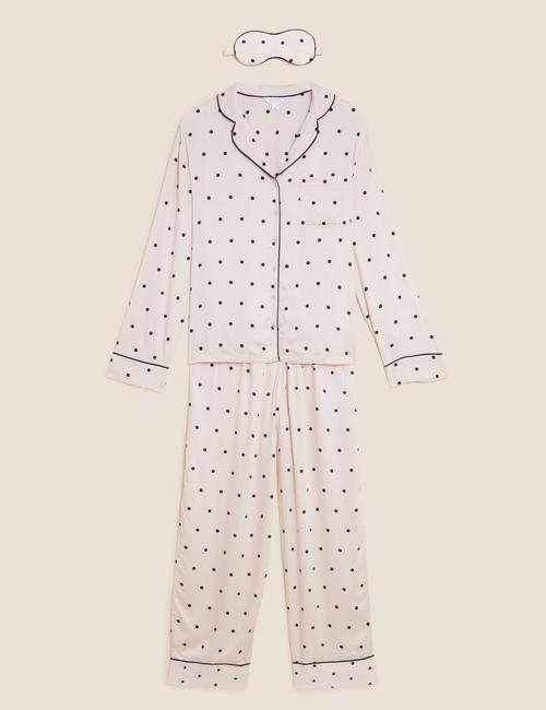 Pembe Puantiye Desenli Pijama Seti
