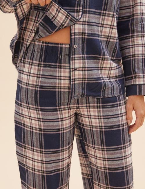 Lacivert Ekose Desenli Pijama Takımı
