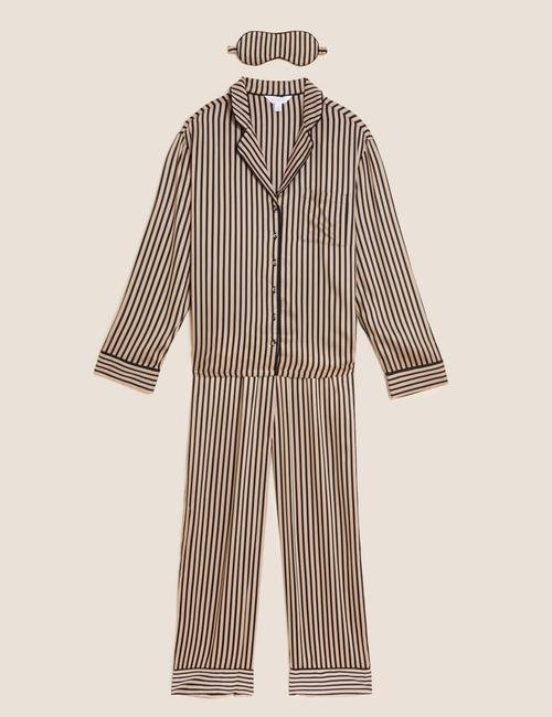 Siyah Çizgi Desenli Pijama Seti