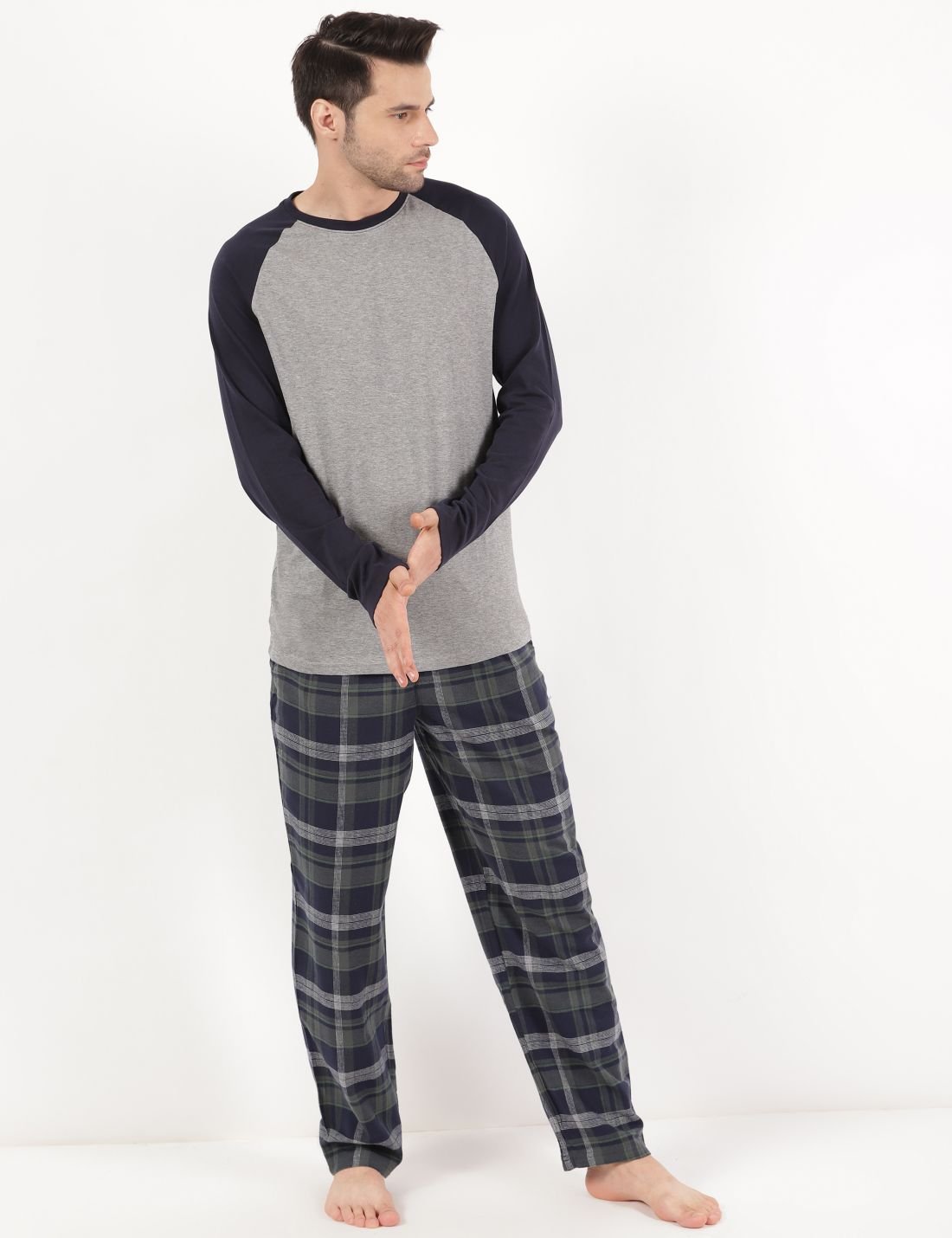 Saf Pamuklu Kareli Pijama Takımı