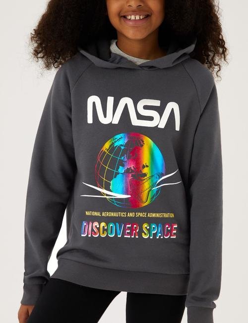 Gri NASA™ Kapüşonlu Sweatshirt (6-16 Yaş)