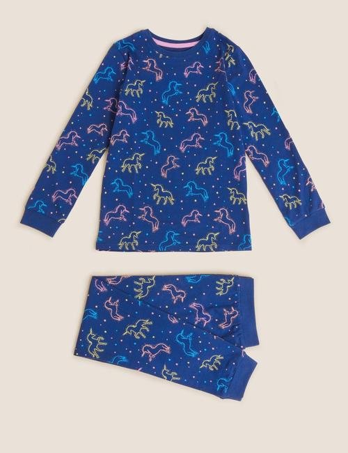 Lacivert Unicorn Desenli Pijama Takımı