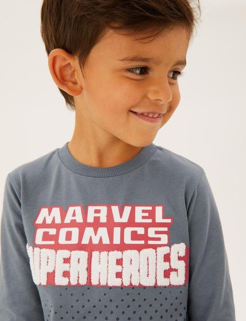 Gri Saf Pamuklu Marvel™ T-Shirt (2-7 Yaş)
