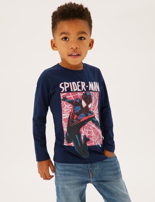 Lacivert Saf Pamuklu Spider-Man™ T-Shirt (2-7 Yaş)