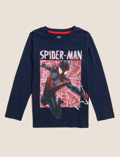 Lacivert Saf Pamuklu Spider-Man™ T-Shirt (2-7 Yaş)
