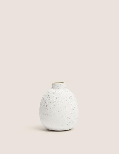 Beyaz Desenli Dekoratif Seramik Vazo