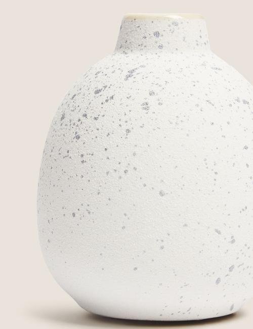Beyaz Desenli Dekoratif Seramik Vazo