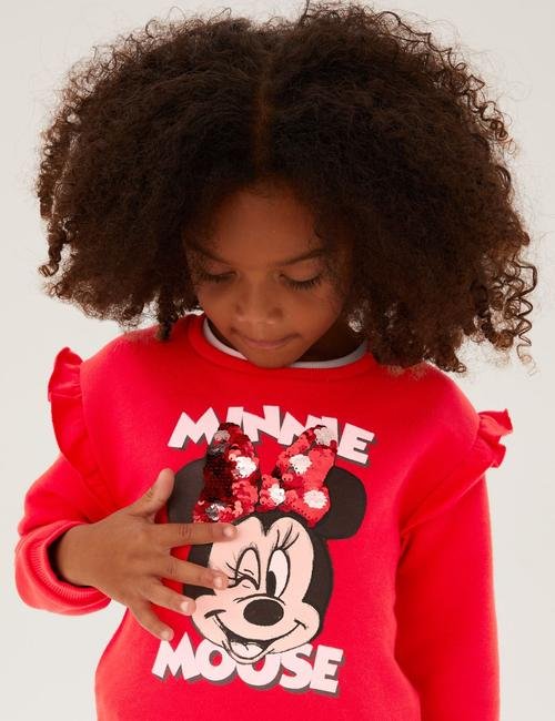 Kırmızı Minnie Mouse™ Fırfır Detaylı Sweatshirt (2-7 Yaş)