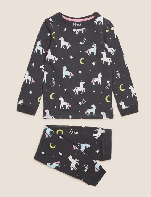 Gri Unicorn Desenli Pijama Takımı (1-7 Yaş)