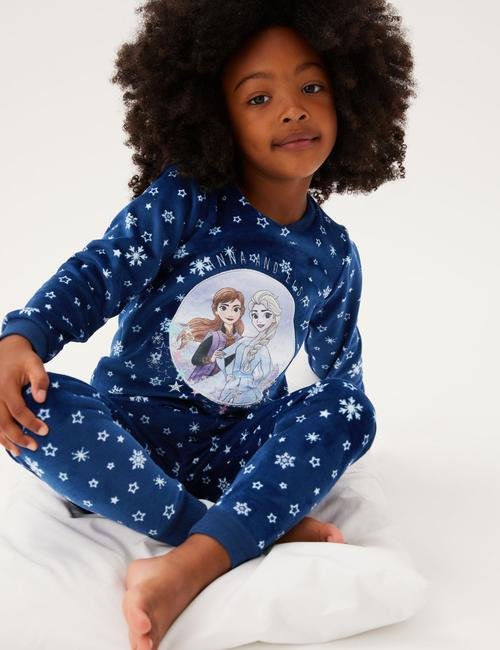 Lacivert Frozen™ Kadife Pijama Takımı (8-16 Yaş)