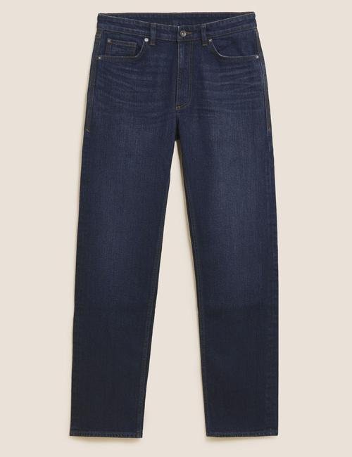 Lacivert Vintage Straight Fit Jean Pantolon