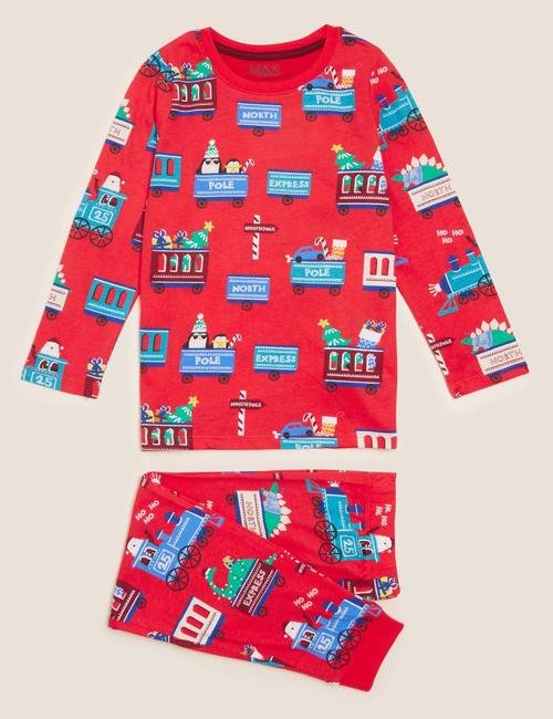 Multi Renk Saf Pamuklu Grafik Desenli Pijama Takımı (1-7 Yaş)