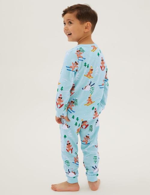Multi Renk Saf Pamuklu Yılbaşı Temalı Pijama Takımı (1-7 Yaş)