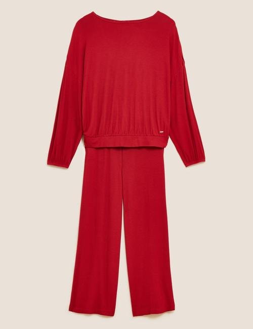 Kırmızı Uzun Kollu Pijama Takımı