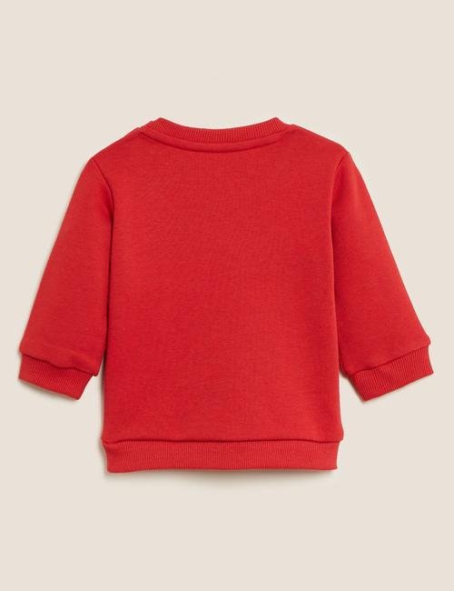 Kırmızı Geyik Desenli Yuvarlak Yaka Sweatshirt (0-3 Yaş)
