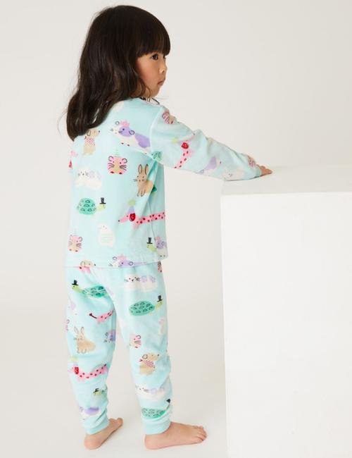 Multi Renk Hayvan Desenli Kadife Pijama Takımı (1-7 Yaş)