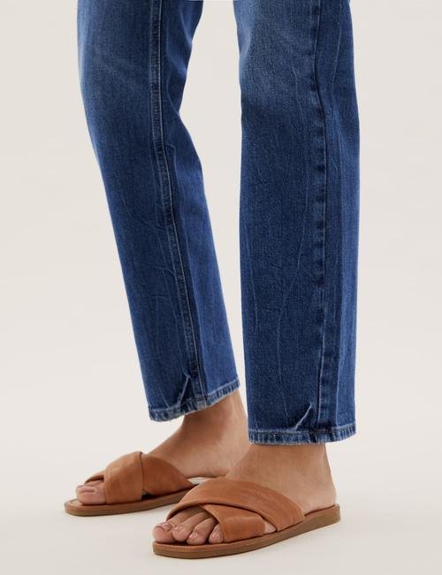 Lacivert Yüksek Belli Straight Leg Jean Pantolon