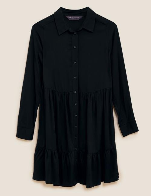 Siyah Relaxed Fit Gömlek Elbise