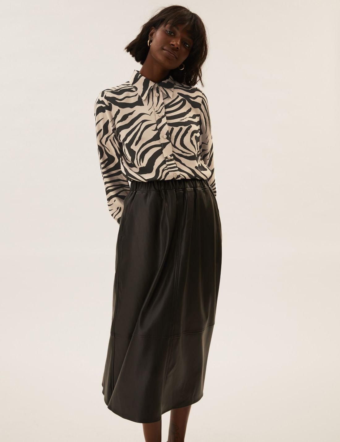 Zebra Desenli Uzun Kollu Bluz