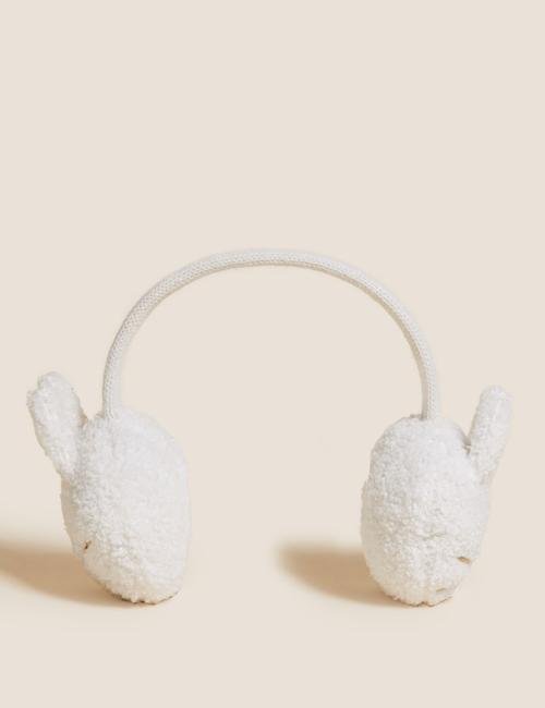 Krem Tavşan Desenli Kulaklık
