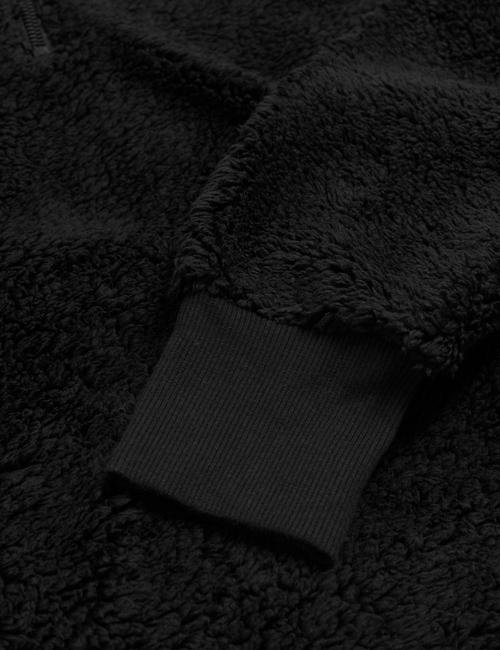 Siyah Fermuar Detaylı Polar Sweatshirt