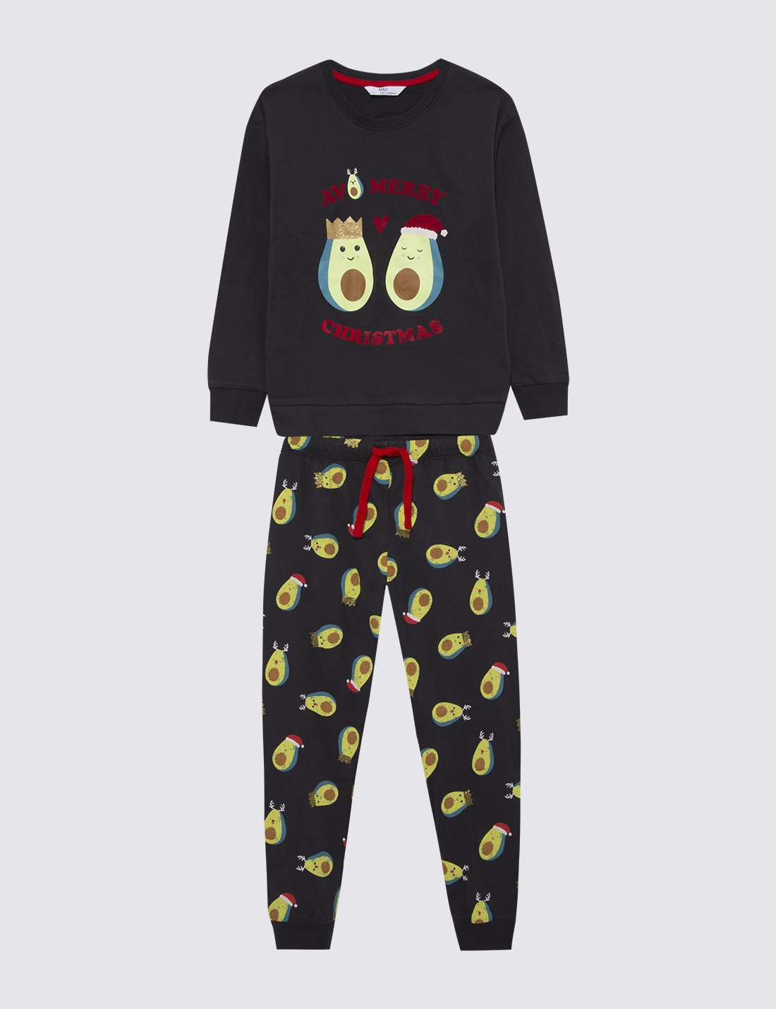 Saf Pamuklu Yılbaşı Temalı Pijama Takımı