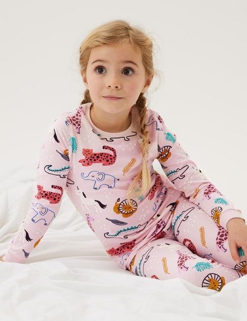 Pembe Grafik Desenli Pijama Takımı (1-7 Yaş)