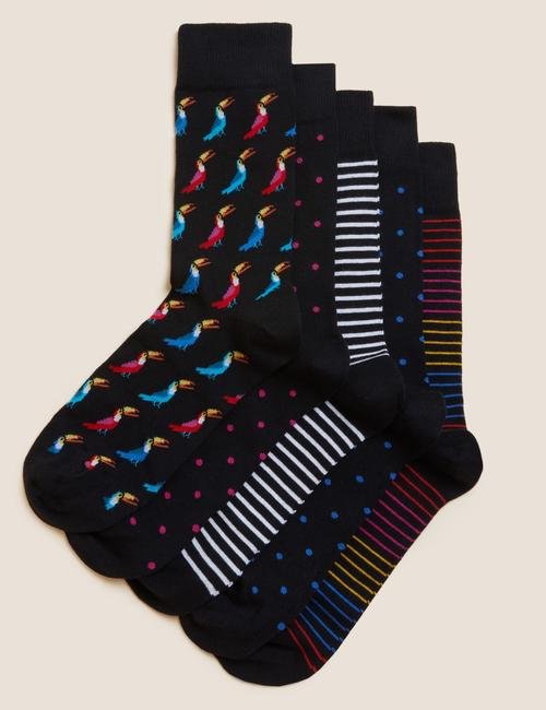 Siyah 5'li Cool & Fresh™ Grafik Desenli Çorap Seti