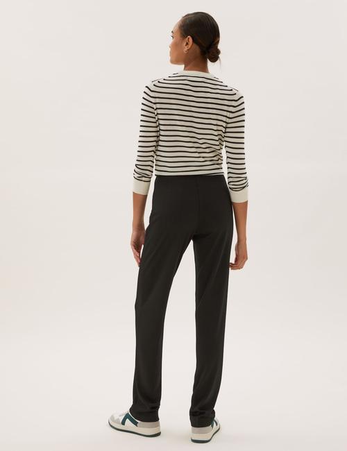 Siyah Straight Leg Örme Pantolon