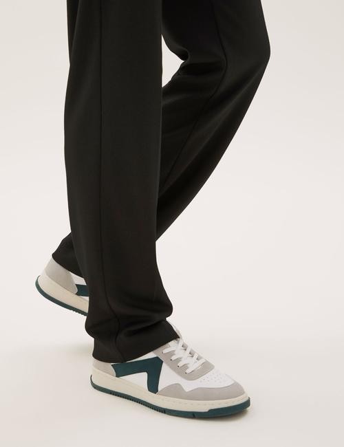 Siyah Straight Leg Örme Pantolon
