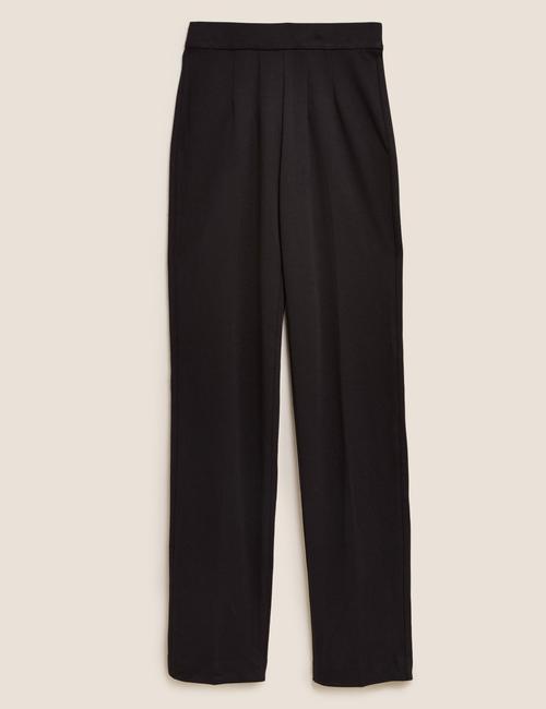 Siyah Straight Leg Örme Pantolon