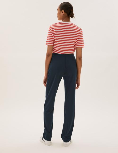 Koyu Lacivert Straight Leg Örme Pantolon