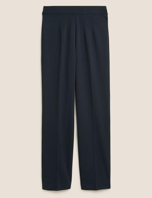 Koyu Lacivert Straight Leg Örme Pantolon