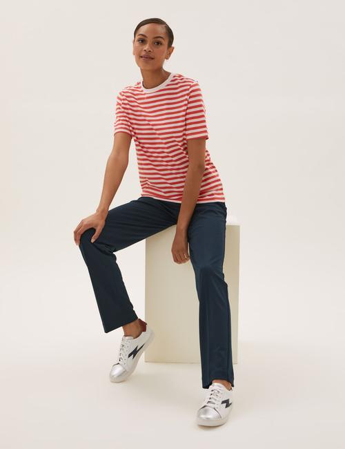 Koyu Lacivert Straight Leg Örme Pantolon