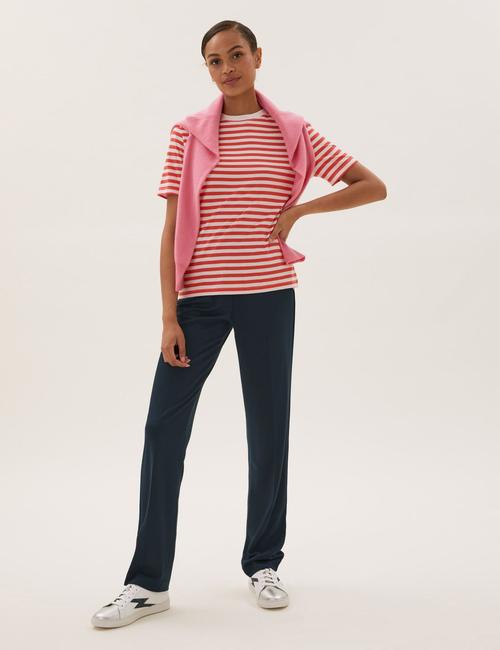 Koyu Lacivert Straight Leg Örme Pantolon
