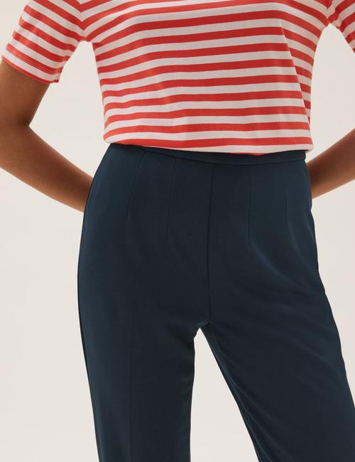 Koyu Lacivert Straight Leg Örme Pantolon