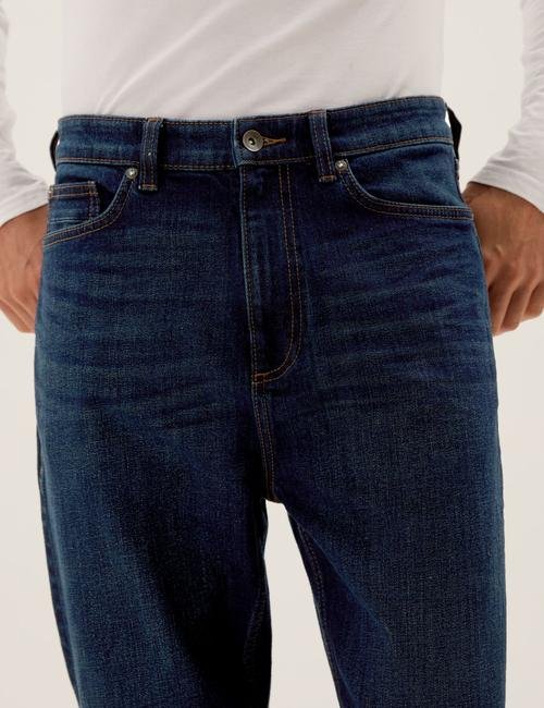 Lacivert Tapered Fit Vintage Jean Pantolon
