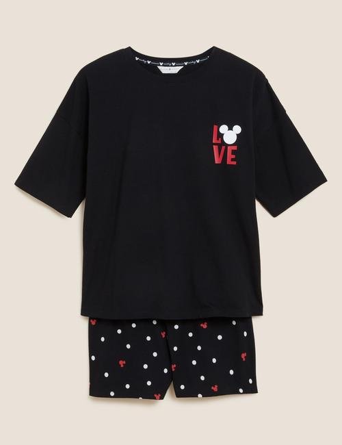 Siyah Saf Pamuklu Mickey Mouse™ Pijama Takımı