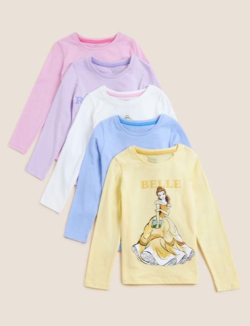 Multi Renk Saf Pamuklu 5'li Disney Princess™ T-Shirt (2-7 Yaş)