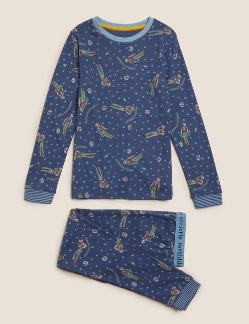 Mavi Saf Pamuklu Roald Dahl™ Pijama Takımı (2-10 Yaş)