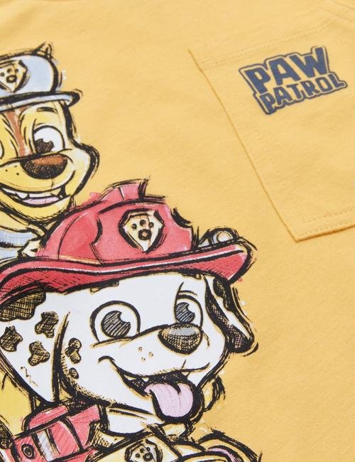 Sarı Saf Pamuklu Paw Patrol™ Uzun Kollu T-Shirt (2-7 Yaş)