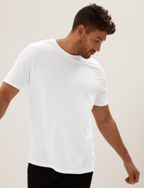 Beyaz Saf Pamuklu Yuvarlak Yaka T-Shirt